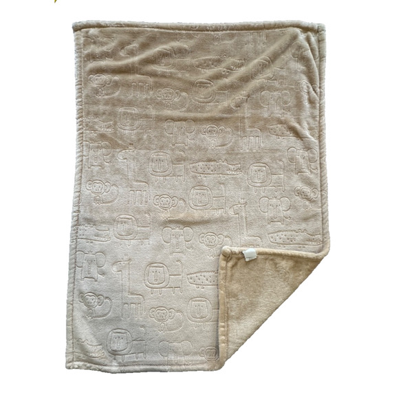 Liam and Lilly Brown Animals Baby Kids Blanket Embossed Monkey Lion Giraffe - Picture 4 of 8